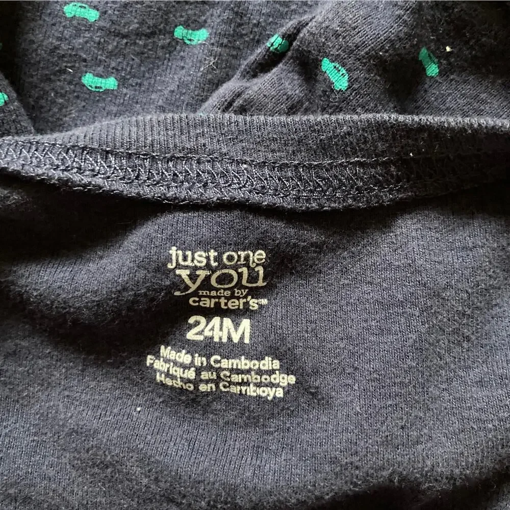 Carter’s Navy “Little Cars” Baby Boy Onesie, Size 24M